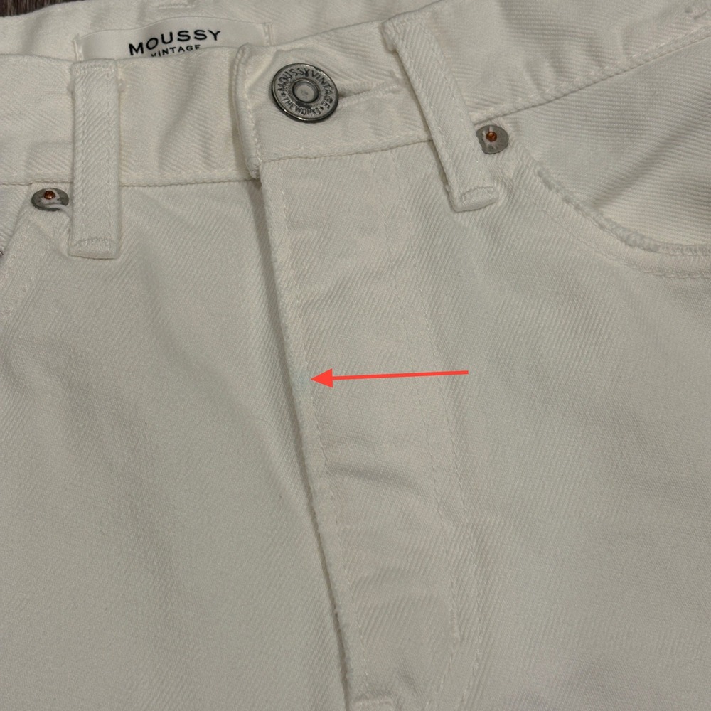 Moussy Vintage White Japanese Denim Ripliy Distressed Mini Skirt 25 Going Out - Picture 7 of 10